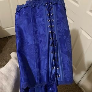 Blue corset.